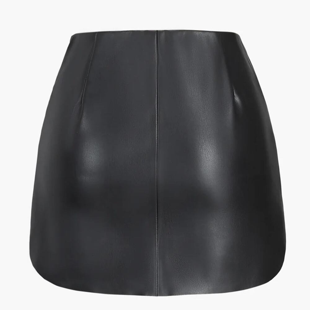 NWT REVOLVE & MINIMALIST lovers COMMENSE modern black leather mini skirt S - Picture 2 of 6
